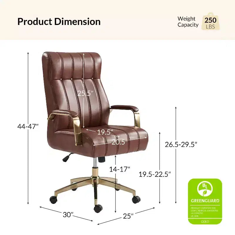 Siège de bureau pivotant et inclinable en cuir moderne Siivio avec capitonnage en canaux | HULALA??HOME