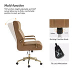 Siège de bureau pivotant et inclinable en cuir moderne Siivio avec capitonnage en canaux | HULALA??HOME