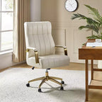 Siège de bureau pivotant et inclinable en cuir moderne Siivio avec capitonnage en canaux | HULALA??HOME