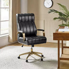 Siège de bureau pivotant et inclinable en cuir moderne Siivio avec capitonnage en canaux | HULALA??HOME