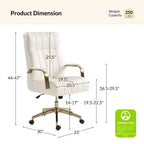 Siège de bureau pivotant et inclinable en cuir moderne Siivio avec capitonnage en canaux | HULALA??HOME