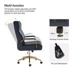 Siège de bureau pivotant et inclinable en cuir moderne Siivio avec capitonnage en canaux | HULALA??HOME