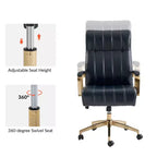 Siège de bureau pivotant et inclinable en cuir moderne Siivio avec capitonnage en canaux | HULALA??HOME