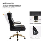 Siège de bureau pivotant et inclinable en cuir moderne Siivio avec capitonnage en canaux | HULALA??HOME