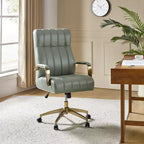 Siège de bureau pivotant et inclinable en cuir moderne Siivio avec capitonnage en canaux | HULALA??HOME