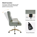 Siège de bureau pivotant et inclinable en cuir moderne Siivio avec capitonnage en canaux | HULALA??HOME