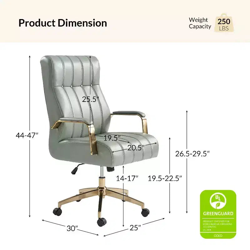 Siège de bureau pivotant et inclinable en cuir moderne Siivio avec capitonnage en canaux | HULALA??HOME