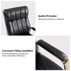 Siège de bureau pivotant et inclinable en cuir moderne Siivio avec capitonnage en canaux | HULALA??HOME