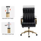 Siège de bureau pivotant et inclinable en cuir moderne Siivio avec capitonnage en canaux | HULALA??HOME