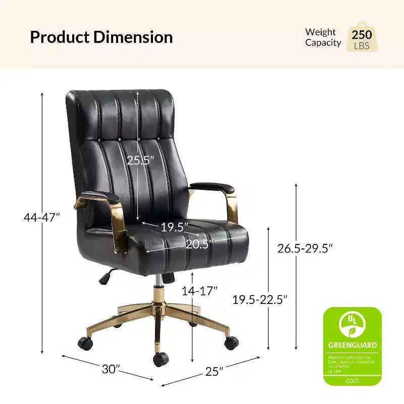 Siège de bureau pivotant et inclinable en cuir moderne Siivio avec capitonnage en canaux | HULALA??HOME