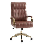 Siège de bureau pivotant et inclinable en cuir moderne Siivio avec capitonnage en canaux | HULALA??HOME