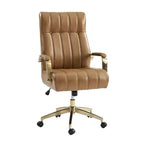 Siège de bureau pivotant et inclinable en cuir moderne Siivio avec capitonnage en canaux | HULALA??HOME