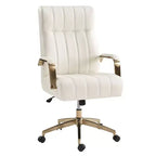 Siège de bureau pivotant et inclinable en cuir moderne Siivio avec capitonnage en canaux | HULALA??HOME