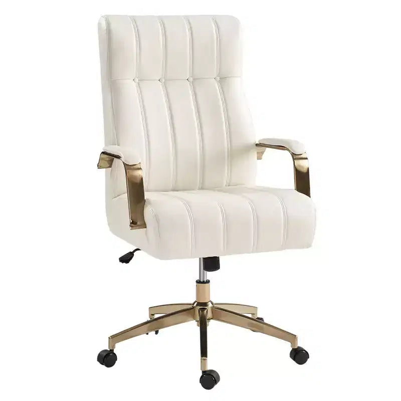Siège de bureau pivotant et inclinable en cuir moderne Siivio avec capitonnage en canaux | HULALA??HOME