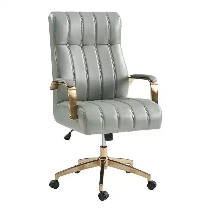 Siège de bureau pivotant et inclinable en cuir moderne Siivio avec capitonnage en canaux | HULALA??HOME