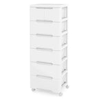 Costway 1/2 PCS 7-Drawer Plastic Rolling Storage Cart with 4 Universal Wheels Dresser Cabinet