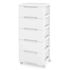 Costway 1/2 PCS 6-Drawer Plastic Rolling Storage Cart with 4 Universal Wheels Dresser Cabinet