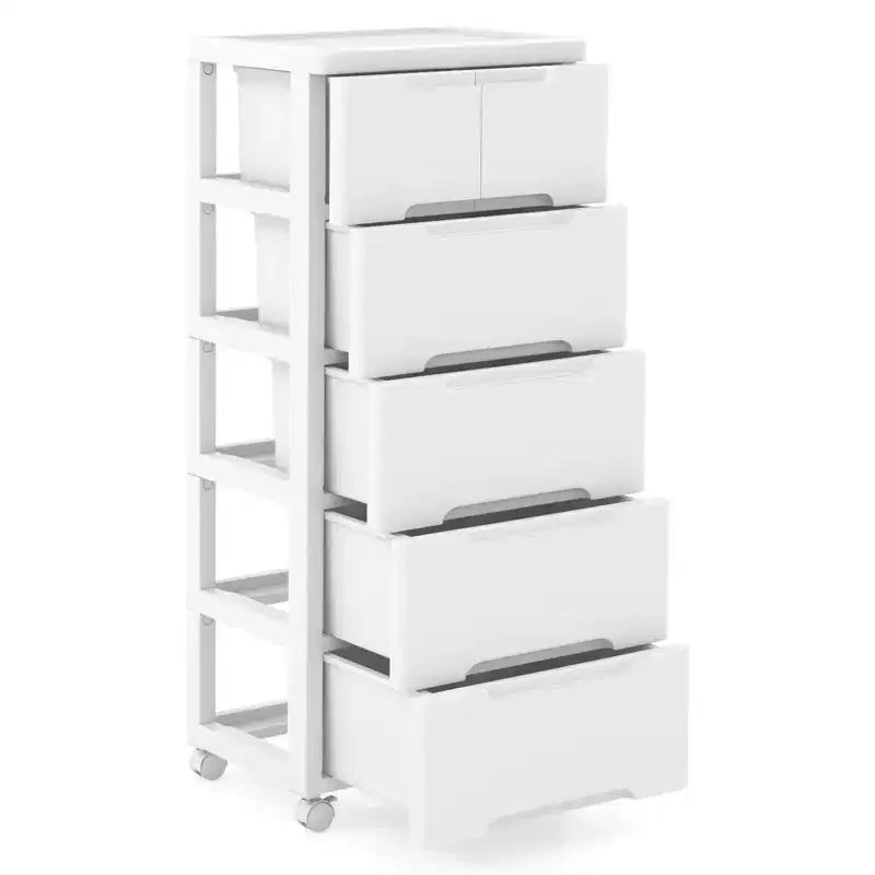Costway Chariot de rangement roulant en plastique à 6 tiroirs, 1 ou 2 pièces, avec 4 roulettes universelles, meuble commode