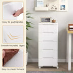 Costway Chariot de rangement roulant en plastique à 6 tiroirs, 1 ou 2 pièces, avec 4 roulettes universelles, meuble commode
