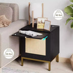 Table d'appoint en rotin Whizmax, table de chevet en bois avec plateau pour le salon, table d'appoint avec étagère de rangement pour l'entrée, petits espaces