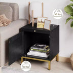 Table d'appoint en rotin Whizmax, table de chevet en bois avec plateau pour le salon, table d'appoint avec étagère de rangement pour l'entrée, petits espaces