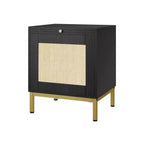 Table d'appoint en rotin Whizmax, table de chevet en bois avec plateau pour le salon, table d'appoint avec étagère de rangement pour l'entrée, petits espaces