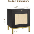 Table d'appoint en rotin Whizmax, table de chevet en bois avec plateau pour le salon, table d'appoint avec étagère de rangement pour l'entrée, petits espaces