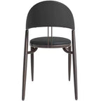 Chaise de salle à manger moderne en cuir LeisureMod Venice, chaise d'appoint rembourrée à dossier ouvert, pieds en métal, parfaite pour une salle à manger du milieu du siècle, aucun assemblage requis