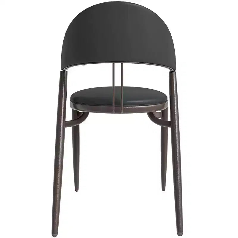 Chaise de salle à manger moderne en cuir LeisureMod Venice, chaise d'appoint rembourrée à dossier ouvert, pieds en métal, parfaite pour une salle à manger du milieu du siècle, aucun assemblage requis