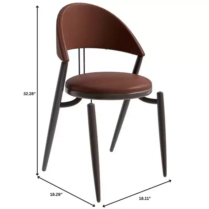 Chaise de salle à manger moderne en cuir LeisureMod Venice, chaise d'appoint rembourrée à dossier ouvert, pieds en métal, parfaite pour une salle à manger du milieu du siècle, aucun assemblage requis