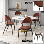 Chaise de salle à manger moderne en cuir LeisureMod Venice, chaise d'appoint rembourrée à dossier ouvert, pieds en métal, parfaite pour une salle à manger du milieu du siècle, aucun assemblage requis