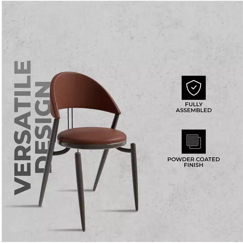 Chaise de salle à manger moderne en cuir LeisureMod Venice, chaise d'appoint rembourrée à dossier ouvert, pieds en métal, parfaite pour une salle à manger du milieu du siècle, aucun assemblage requis