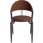 Chaise de salle à manger moderne en cuir LeisureMod Venice, chaise d'appoint rembourrée à dossier ouvert, pieds en métal, parfaite pour une salle à manger du milieu du siècle, aucun assemblage requis