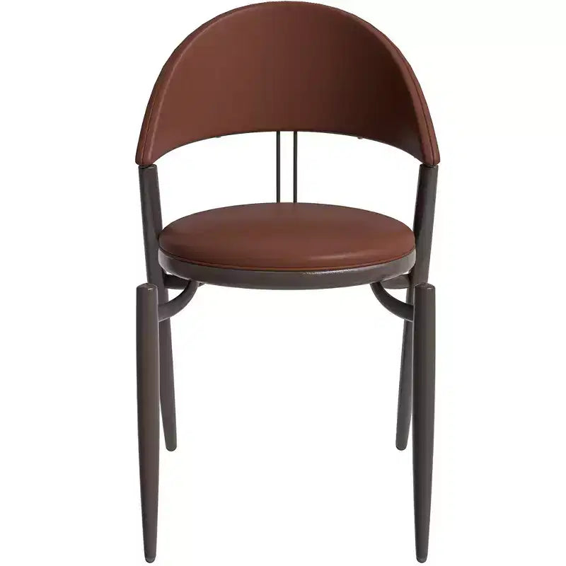 Chaise de salle à manger moderne en cuir LeisureMod Venice, chaise d'appoint rembourrée à dossier ouvert, pieds en métal, parfaite pour une salle à manger du milieu du siècle, aucun assemblage requis