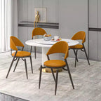 Chaise de salle à manger moderne en cuir LeisureMod Venice, chaise d'appoint rembourrée à dossier ouvert, pieds en métal, parfaite pour une salle à manger du milieu du siècle, aucun assemblage requis