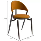 Chaise de salle à manger moderne en cuir LeisureMod Venice, chaise d'appoint rembourrée à dossier ouvert, pieds en métal, parfaite pour une salle à manger du milieu du siècle, aucun assemblage requis