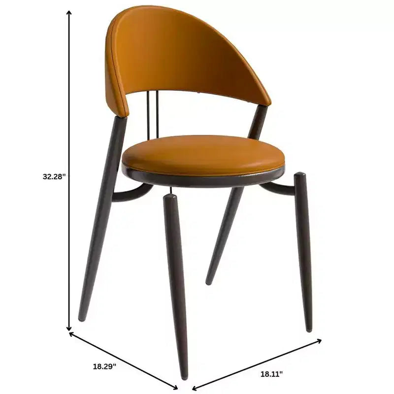 Chaise de salle à manger moderne en cuir LeisureMod Venice, chaise d'appoint rembourrée à dossier ouvert, pieds en métal, parfaite pour une salle à manger du milieu du siècle, aucun assemblage requis