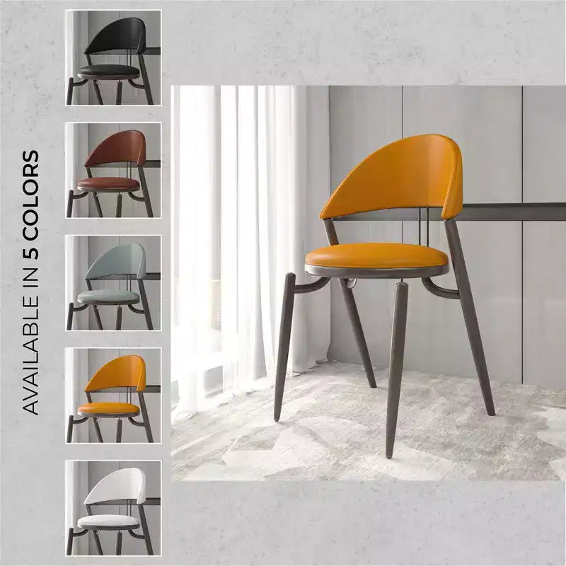 Chaise de salle à manger moderne en cuir LeisureMod Venice, chaise d'appoint rembourrée à dossier ouvert, pieds en métal, parfaite pour une salle à manger du milieu du siècle, aucun assemblage requis
