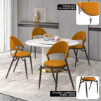 Chaise de salle à manger moderne en cuir LeisureMod Venice, chaise d'appoint rembourrée à dossier ouvert, pieds en métal, parfaite pour une salle à manger du milieu du siècle, aucun assemblage requis
