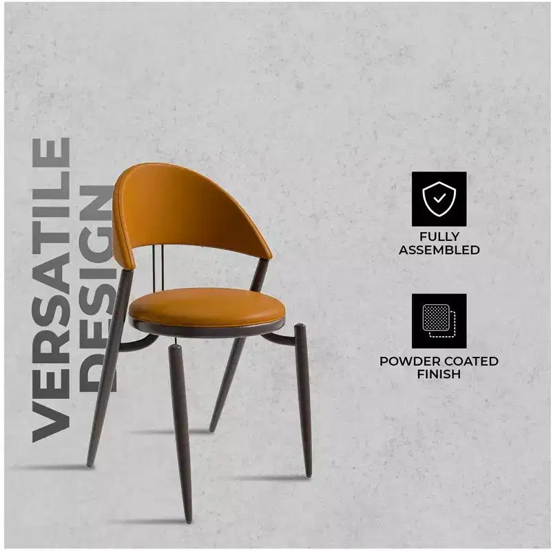 Chaise de salle à manger moderne en cuir LeisureMod Venice, chaise d'appoint rembourrée à dossier ouvert, pieds en métal, parfaite pour une salle à manger du milieu du siècle, aucun assemblage requis