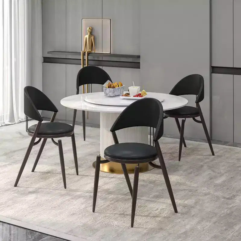 Chaise de salle à manger moderne en cuir LeisureMod Venice, chaise d'appoint rembourrée à dossier ouvert, pieds en métal, parfaite pour une salle à manger du milieu du siècle, aucun assemblage requis