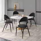 Chaise de salle à manger moderne en cuir LeisureMod Venice, chaise d'appoint rembourrée à dossier ouvert, pieds en métal, parfaite pour une salle à manger du milieu du siècle, aucun assemblage requis