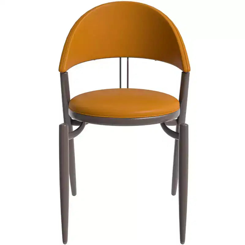 Chaise de salle à manger moderne en cuir LeisureMod Venice, chaise d'appoint rembourrée à dossier ouvert, pieds en métal, parfaite pour une salle à manger du milieu du siècle, aucun assemblage requis