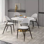 Chaise de salle à manger moderne en cuir LeisureMod Venice, chaise d'appoint rembourrée à dossier ouvert, pieds en métal, parfaite pour une salle à manger du milieu du siècle, aucun assemblage requis