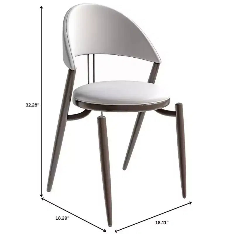 Chaise de salle à manger moderne en cuir LeisureMod Venice, chaise d'appoint rembourrée à dossier ouvert, pieds en métal, parfaite pour une salle à manger du milieu du siècle, aucun assemblage requis