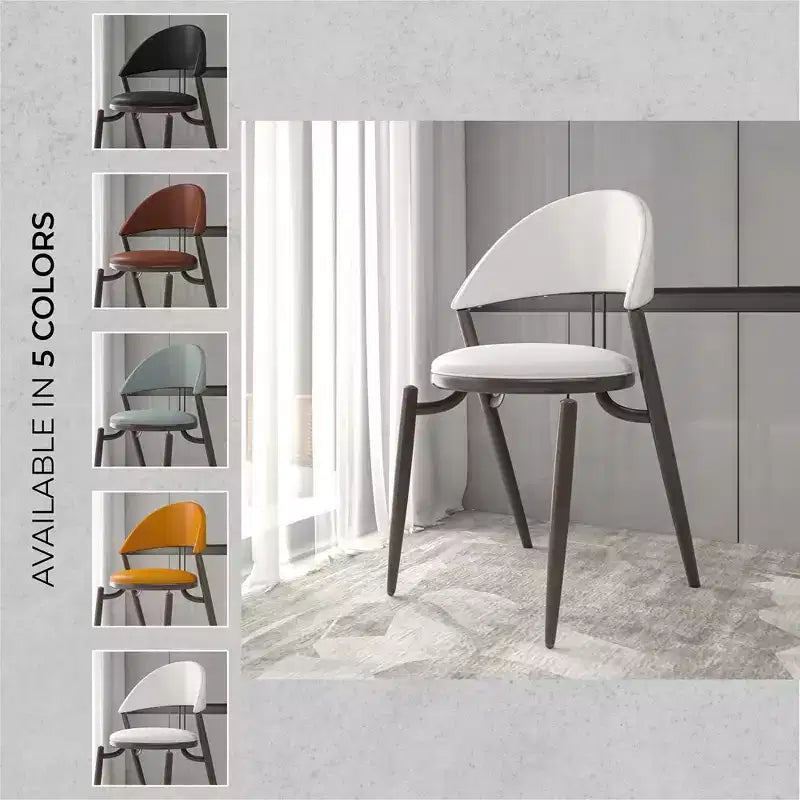 Chaise de salle à manger moderne en cuir LeisureMod Venice, chaise d'appoint rembourrée à dossier ouvert, pieds en métal, parfaite pour une salle à manger du milieu du siècle, aucun assemblage requis