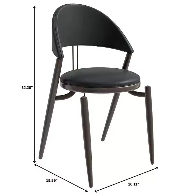 Chaise de salle à manger moderne en cuir LeisureMod Venice, chaise d'appoint rembourrée à dossier ouvert, pieds en métal, parfaite pour une salle à manger du milieu du siècle, aucun assemblage requis