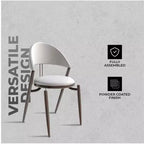 Chaise de salle à manger moderne en cuir LeisureMod Venice, chaise d'appoint rembourrée à dossier ouvert, pieds en métal, parfaite pour une salle à manger du milieu du siècle, aucun assemblage requis