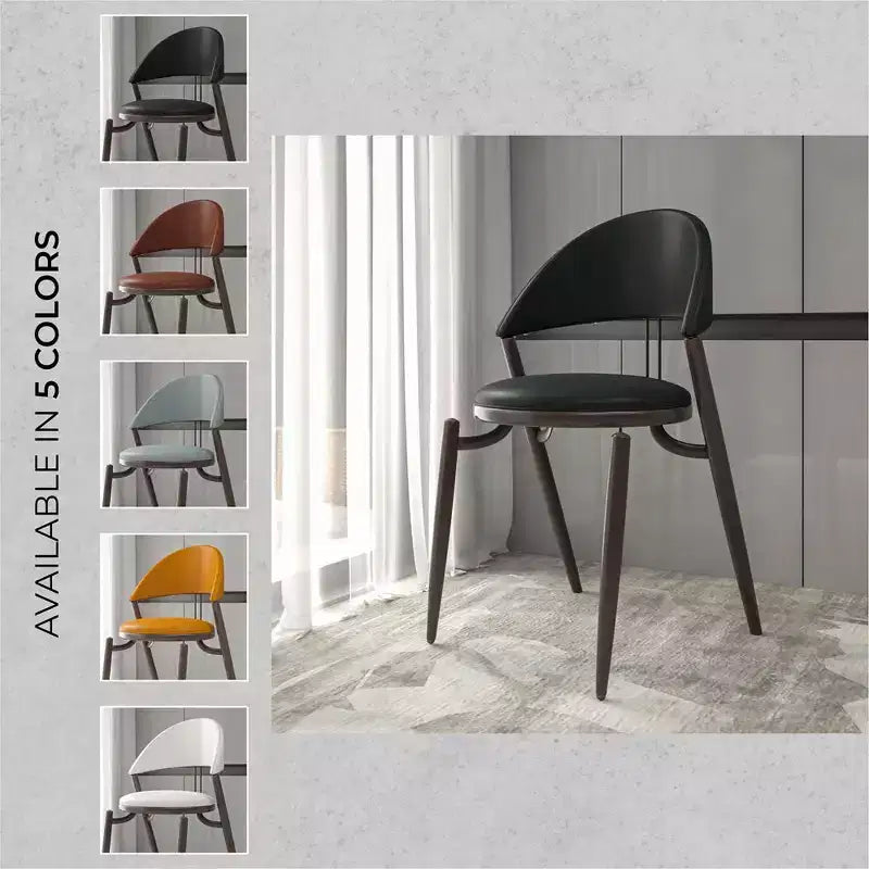 Chaise de salle à manger moderne en cuir LeisureMod Venice, chaise d'appoint rembourrée à dossier ouvert, pieds en métal, parfaite pour une salle à manger du milieu du siècle, aucun assemblage requis