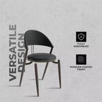 Chaise de salle à manger moderne en cuir LeisureMod Venice, chaise d'appoint rembourrée à dossier ouvert, pieds en métal, parfaite pour une salle à manger du milieu du siècle, aucun assemblage requis
